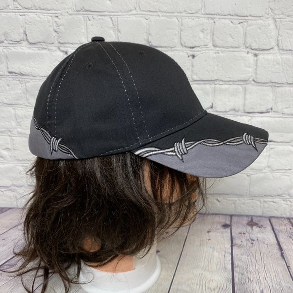 Oilfield Hat Cap Strap Back Black I Survived The Beast Embroidered Barbed Wire - Picture 4 of 9